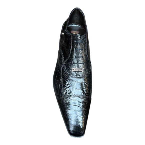 CESARE PACIOTTI LUXURIOUS BLACK GENUINE OSTRICH OXFORDS ITALIAN DESIGNER SHOES main image 6